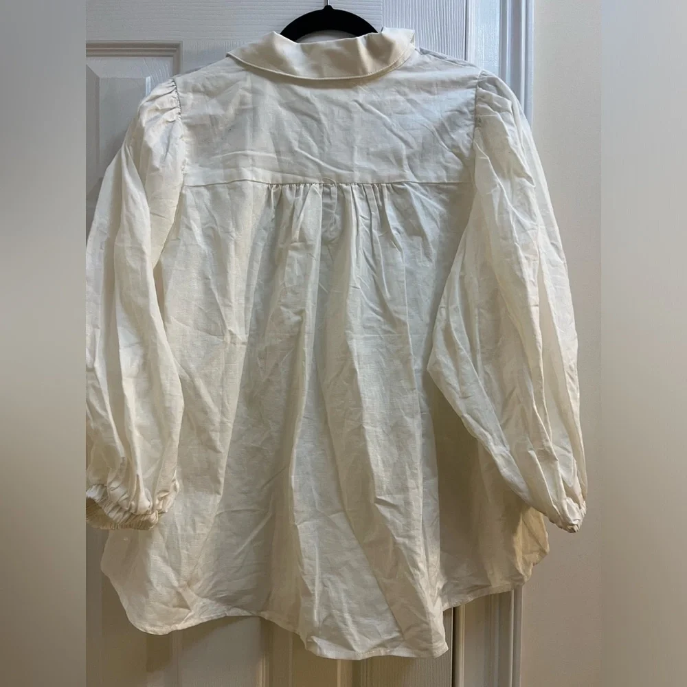 Showpo White Puff Sleeve Button Down Shirt - Picture 8 of 10